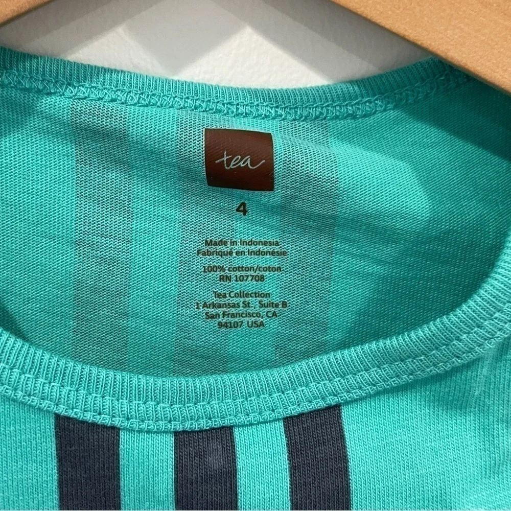 tea Kids Turquoise Long Sleeve Stripe Dress